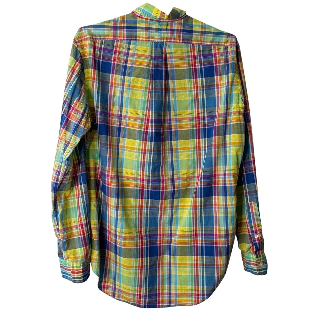 Ralph Lauren Mens Classic Fit Multicolor‎ Plaid Cotton Button Down Shirt Small
